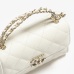 Chanel CLUTCH WITH CHAIN Grained Shiny Calfskin &amp; Gold-Tone Metal White #A22128