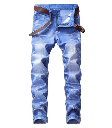 Nostalgic ripped motorcycle jeans Jeans for Men's Long Jeans #99905851