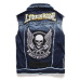 New men's denim vest trendy men wash Black Embroidered Skull #999923257