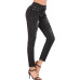 Foreign trade women's high elastic slim hole jeans Amazon Women's medium waist large denim black pants #99115716