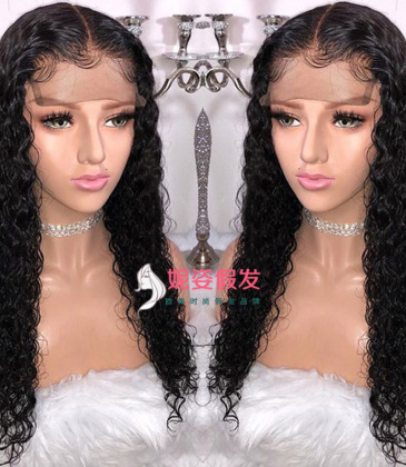 Female Europe and America long curly hair black small volume front lace wig hand woven hood factory spot wholesale LS-158-24 #9116407