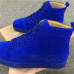 Christian Louboutin Louis Flat Veau Velours Electric Blue High Top Men Sneaker #9120854