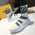 Unisex 2018 Fendi FF Printed knit casual sock boots white #9107112