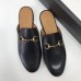 2021 Gucci Men's Slippers Black leather slippers #9122047