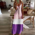 Gradient V-neck Sling Print Dress Bohemian Loose Long Skirt (7 Colors) S-5XL $9.9 #99904366